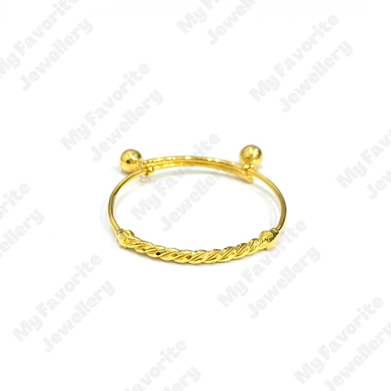 Gelang Anak Model Plintir Lonceng Emas Asli Kadar 700