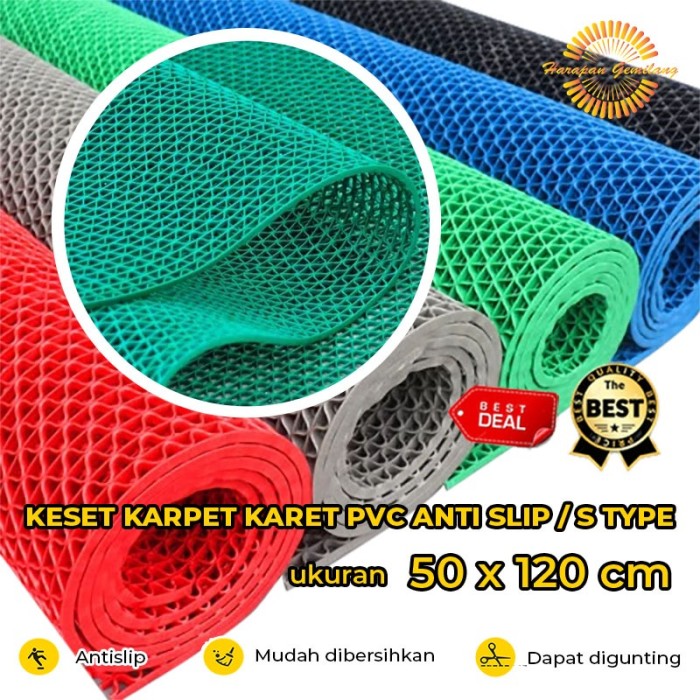 Keset Karpet Karet PVC Anti Slip Kamar Mandi Karpet Masjid 50x120cm