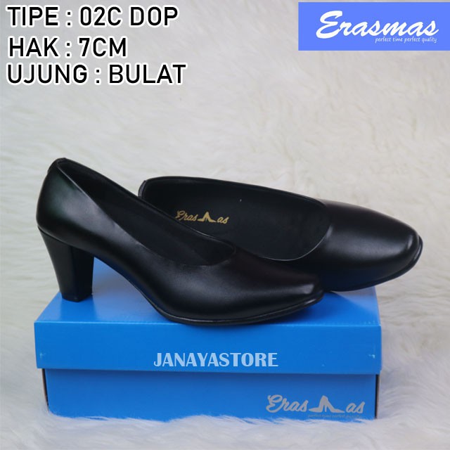 Sepatu PDH Kantor Bulat 02C Erasmas Persit Bhayangkari Polwan PNS Hak 7cm