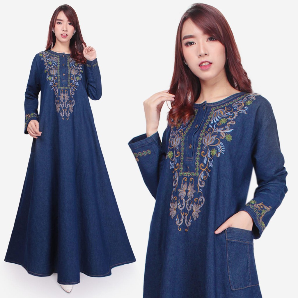 SB Collection Dress Maxi Lisna Longdress Gamis Jumbo Jeans Terusan Wanita