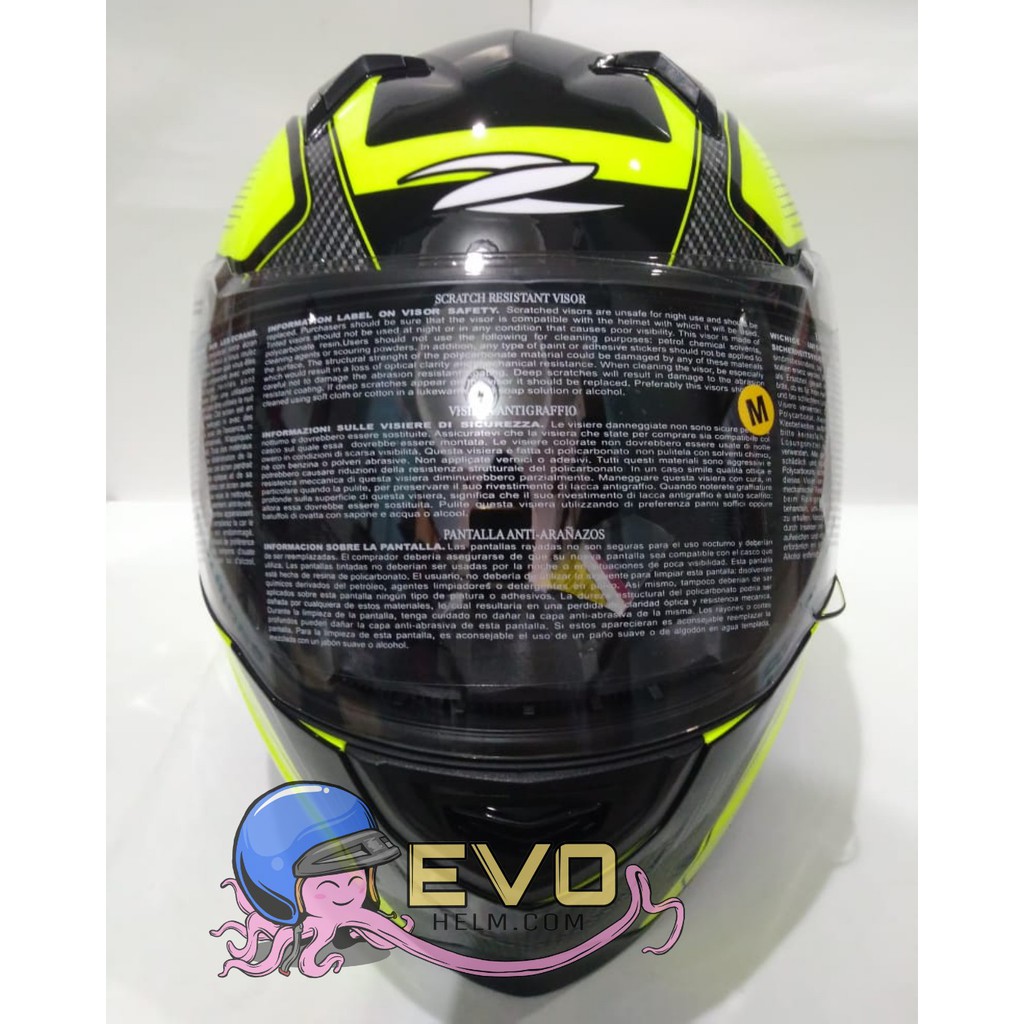 HELM ZEUS FULL FACE HELM ZEUS FULL FACE HELM ZEUS ZS-811 FLUO YELLOW AL6 BLACK - FREE SMOKE VISOR ZEUS ORIGINAL ( ONGKIR 2KG )