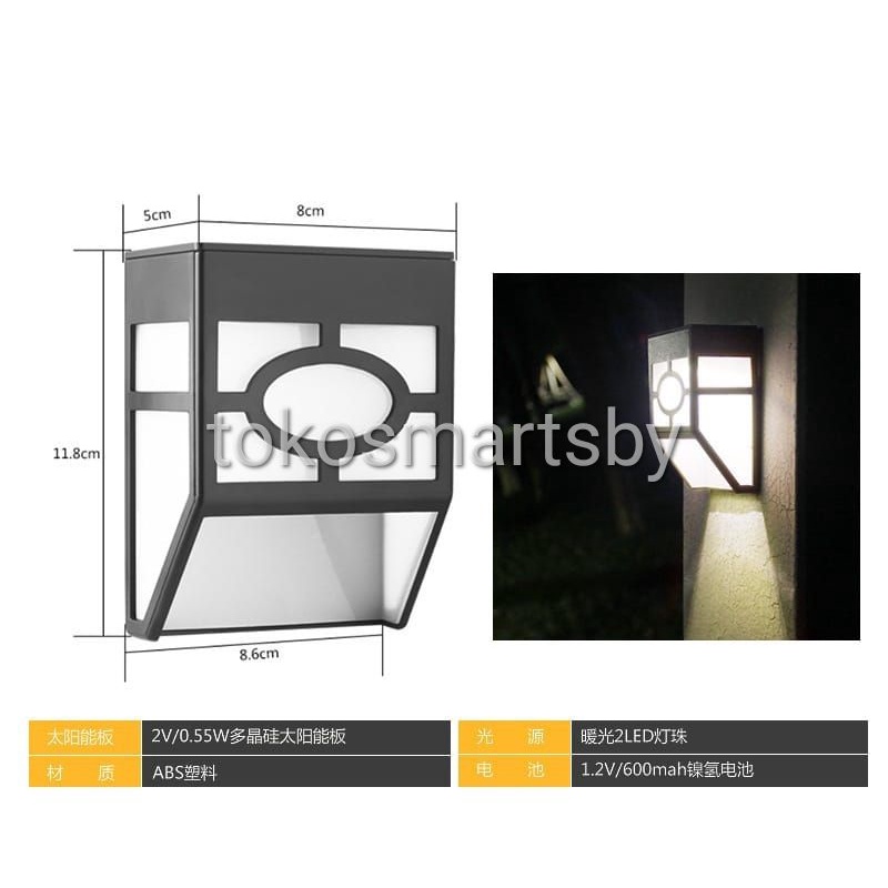 Lampu Solar Dinding Waterproof 1 LED / Lampu Solar Lampu Taman Surya 1 LED