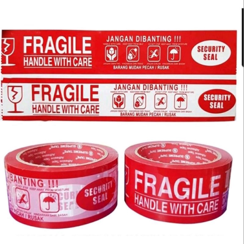 

Lakban Plakban Isolasi FRAGILE 48 mm