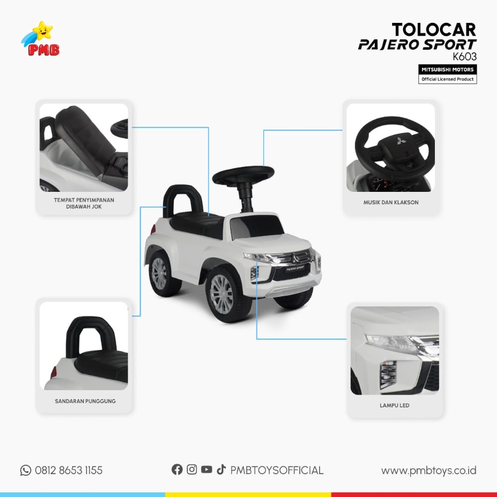 Tolo Car Tolocar PMB K603 C Mainan Ride On Mobil Anak Dorongan Aki K603 B Pajero mainan anak murah