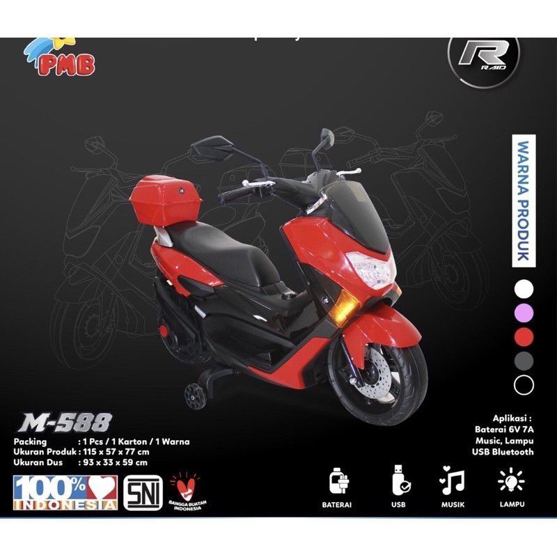 Mainan Dinaiki Anak Motor Nmax Aki Accu N-max PMB M-588