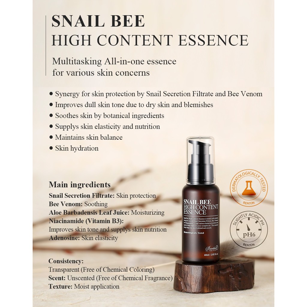 benton snail bee high content essence niacinamide percentage