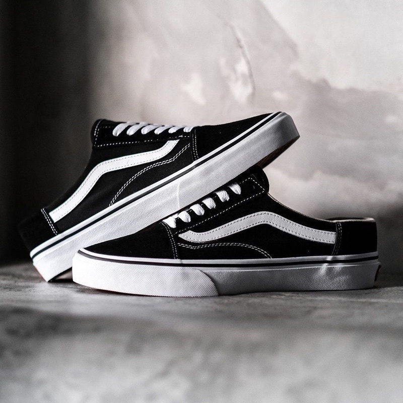 VANS OLDSKOOL MULE BLACK WHITE ORIGINAL 100%