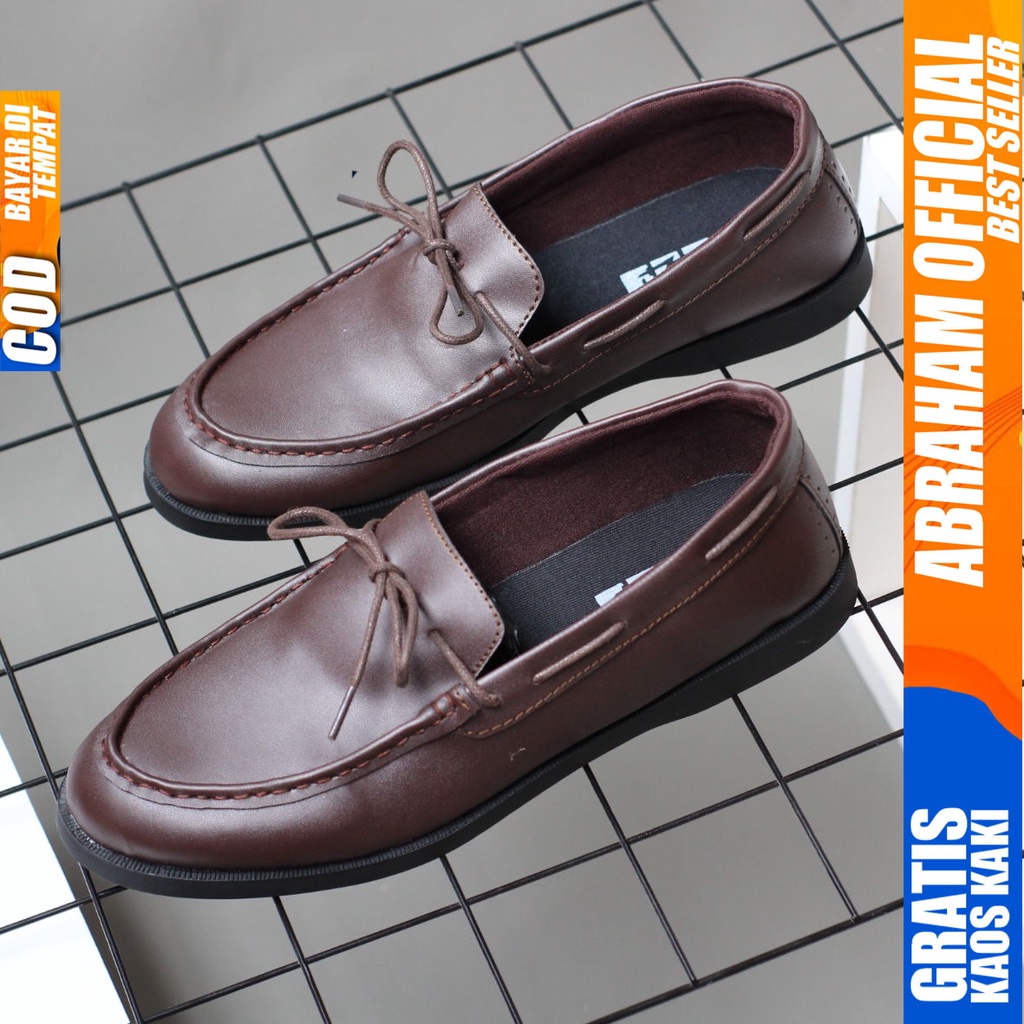 ABRAHAM Elbrow Sepatu Formal Casual Pantofel Kerja Hitam- Coklat