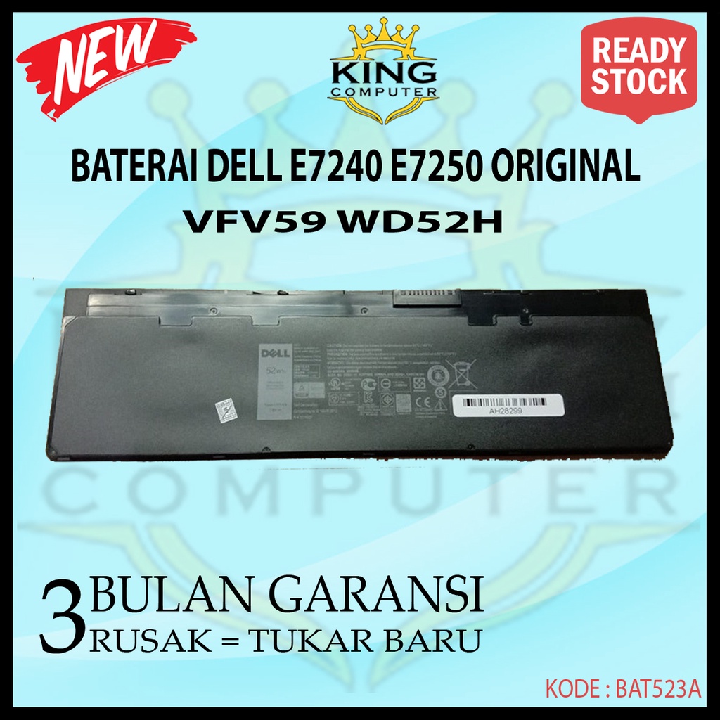 Baterai Dell Latitude E7250 E7240 4 cell 52Wh VFV59 WD52H ORIGINAL