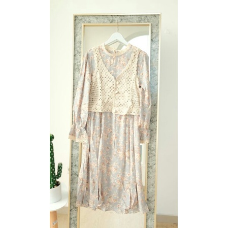 Long Tunik Import -Tunik Motif flower Import-Tunik Wanita mewah-Baju Kondangan-REALPIC