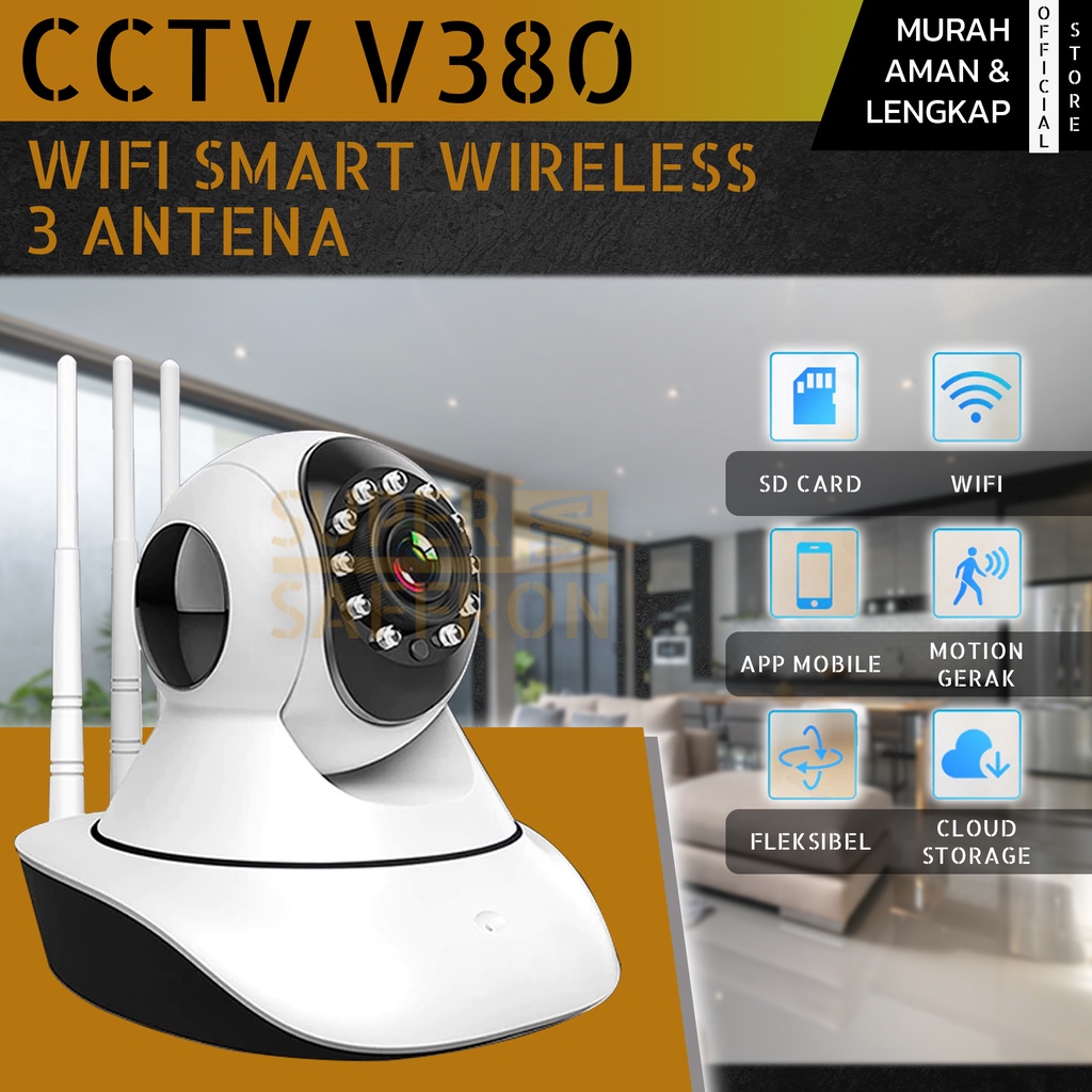 kamera cctv wifi ip camera wireless 3 antena v380 1080p outdoor indoor