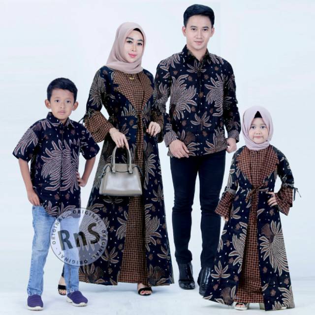 Bisa Pisah Couple Batik Keluarga Gamis Jazzy Motif Pari Iket