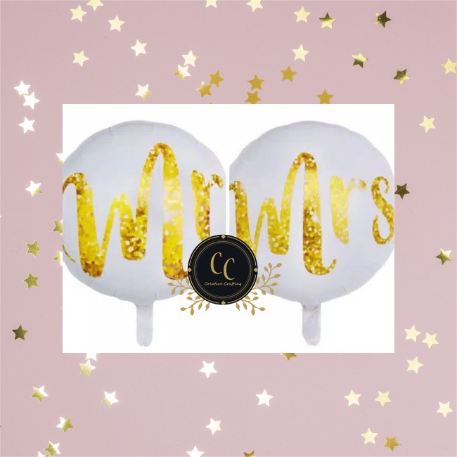Balon MR MRS Putih Gold 40cm