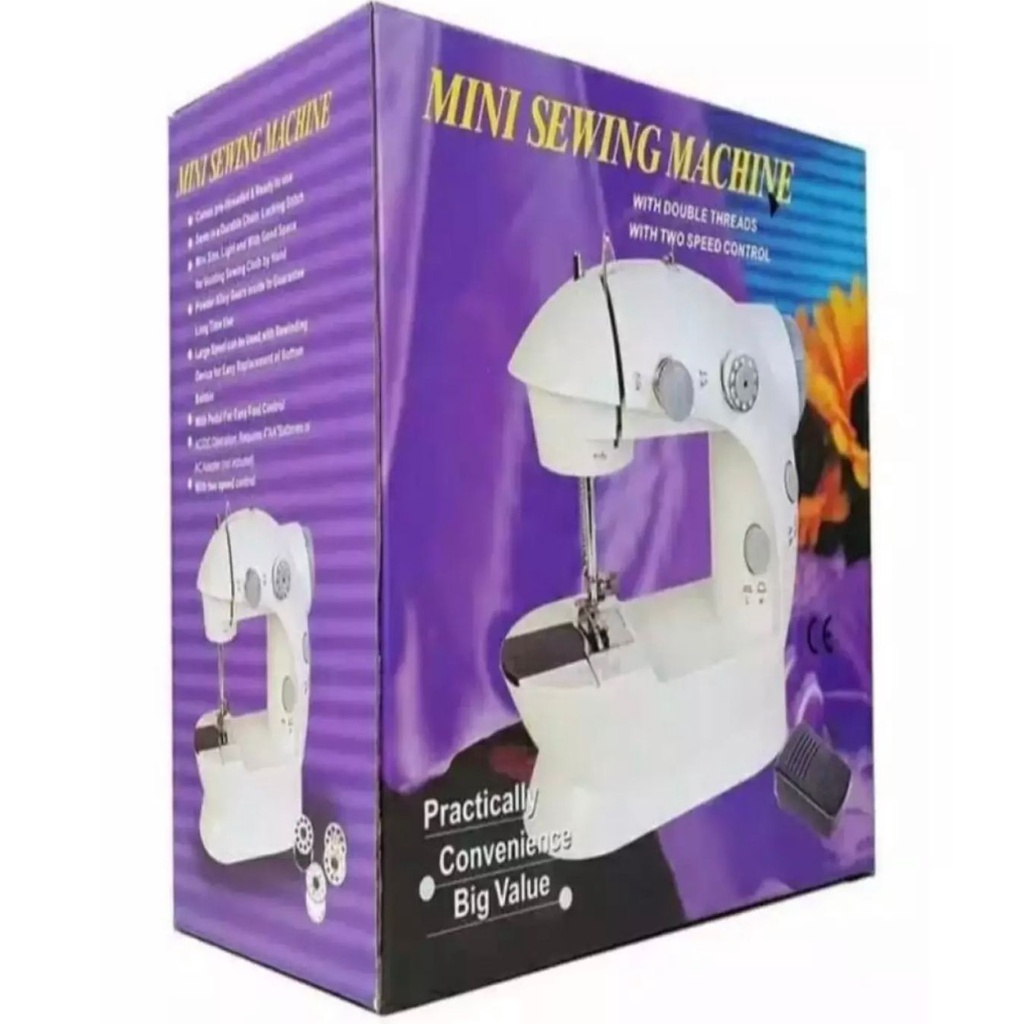 Mesin jahit Mini 4 in 1 Sewing Machine Portable SM-202A ada Lampu LED