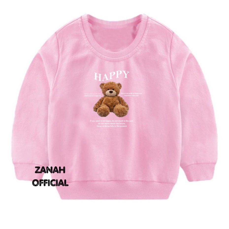 Crewneck Balita Anak Anak 1-5 thn Bahan Pleece Terbaru Motif Happy Bear