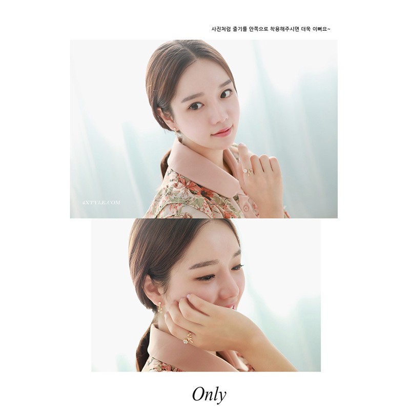Cincin Korea fashion temperamen berlian memutar daun angan ring pembukaan bunga