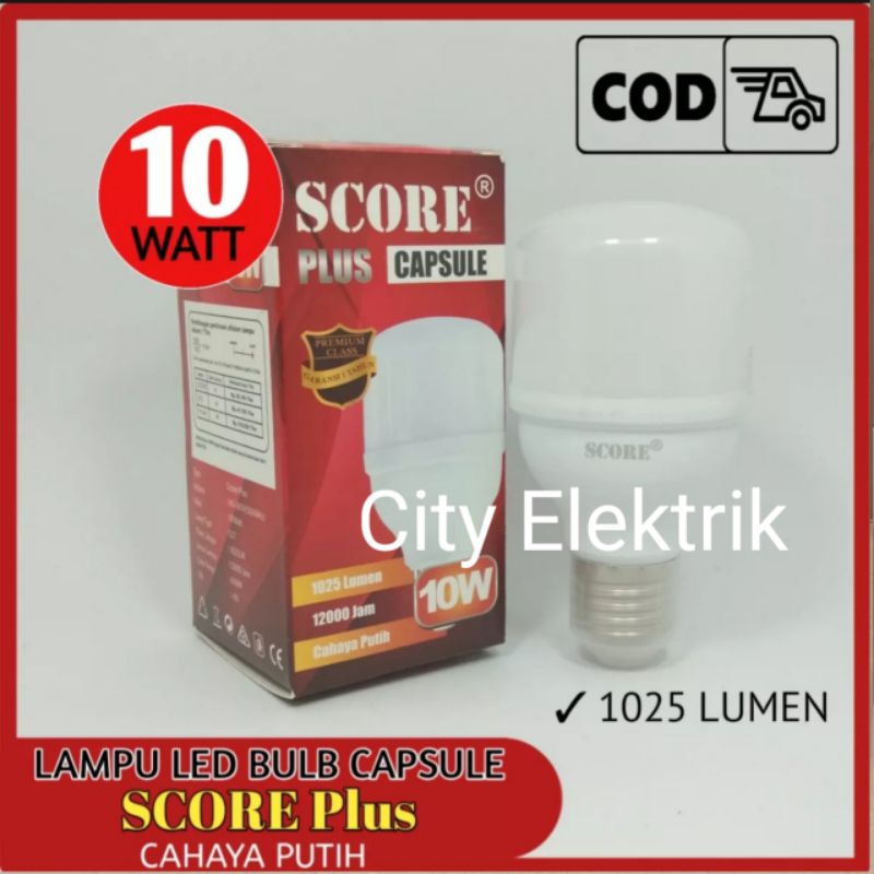 Paket Murah 10 PC Lampu LED SCORE PLUS Capsule 10 Watt / Bergaransi Resmi 1 Tahun ( Super Terang )