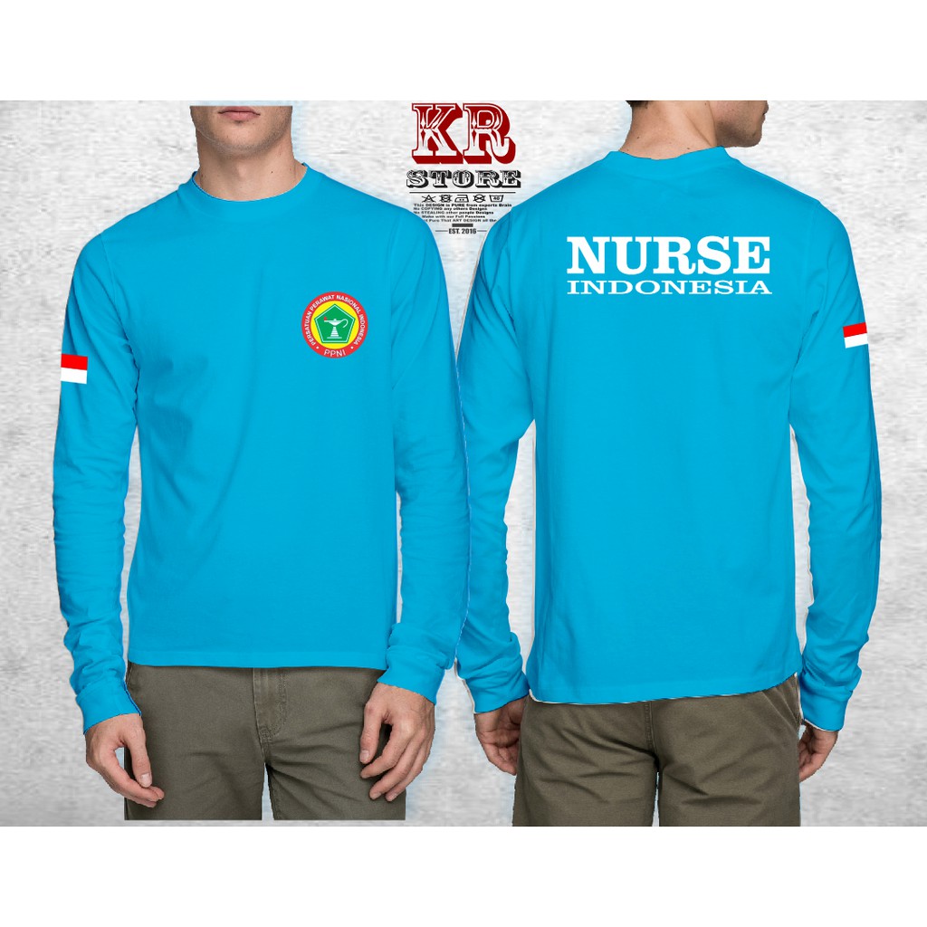 KAOS BAJU LENGAN PANJANG PERAWAT NURSE INDONESIA MURAH