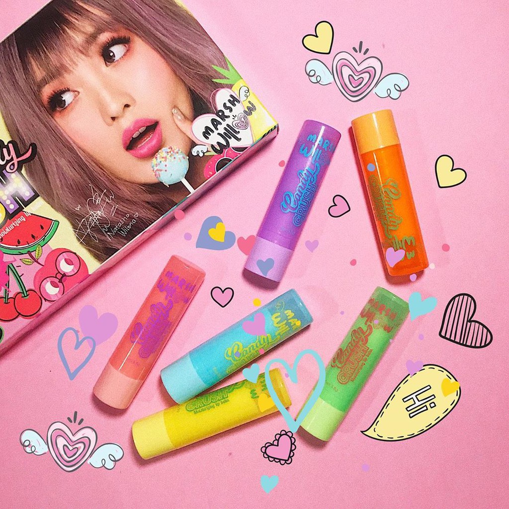 SET ISI 6 pcs Marshwillow Candy Crush Lip Balm by Natasha Wilona