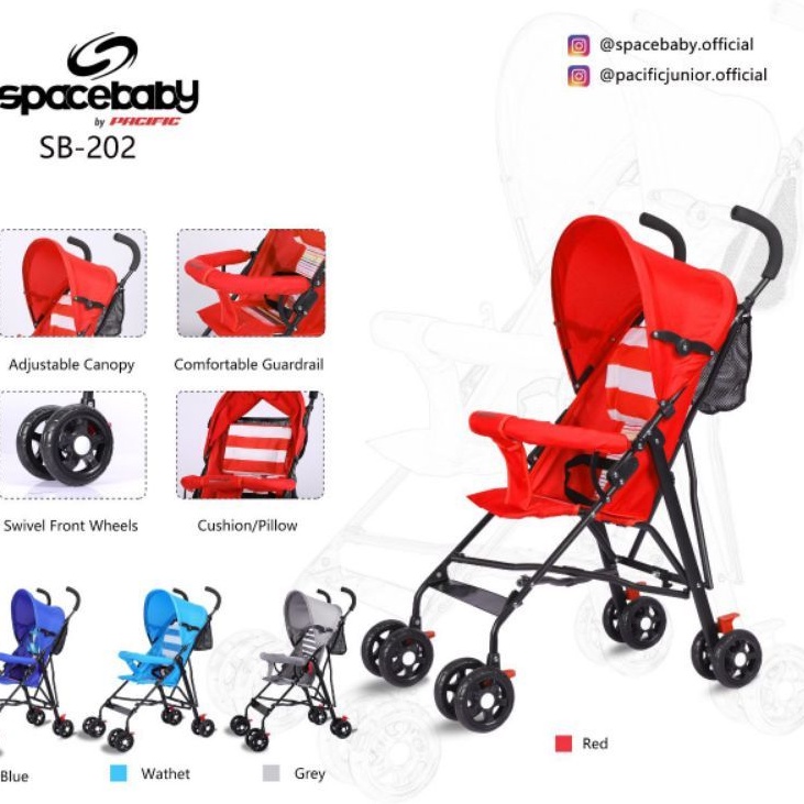 Kereta dorong bayi Spacebaby SB202 posisi duduk saja Buggy Baby Stroller