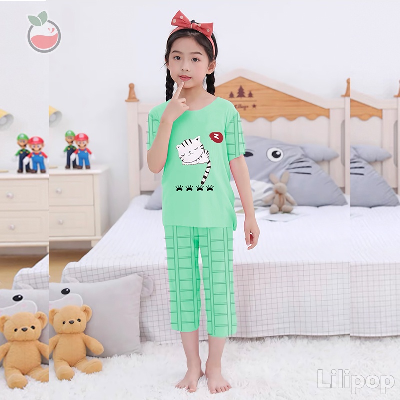 Baju Tidur Anak 3/4 Perempuan dan Laki Usia 2 - 7 Tahun Stelan Celana Rabbit