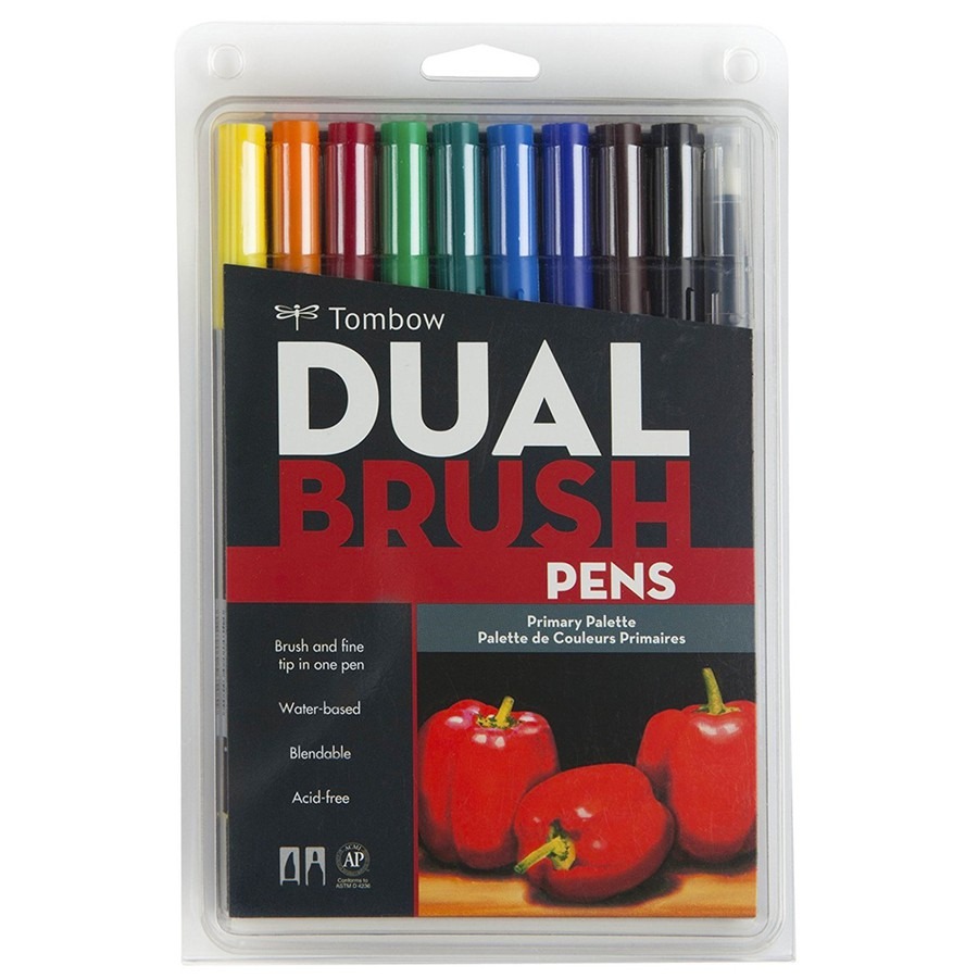 

Tombow ABT Set 10 Primary Colors Dual Brush Pens Palette Coloring Marker Spidol Tip Kuas Warna Color