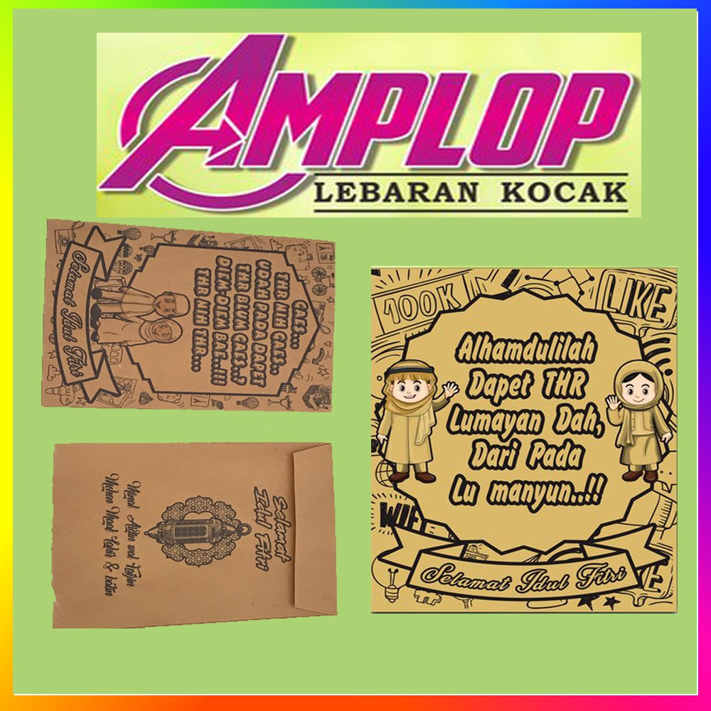 Amplop Lebaran Motif Kocak Lucu Panjang Kertas 1 PACK ISI 10 LEMBAR motif Idul Fitri Amplop Lebaran Idul Fitri Besar Angpao Motif 2025 Uang Tanpa Dilipat