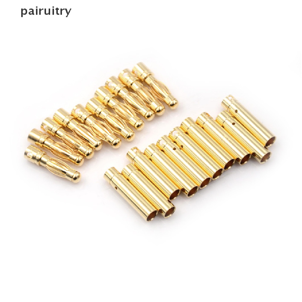 Prt 10 Pasang Konektor Banana Plug 4.0mm 4mm Lapis Emas Untuk RC PRT