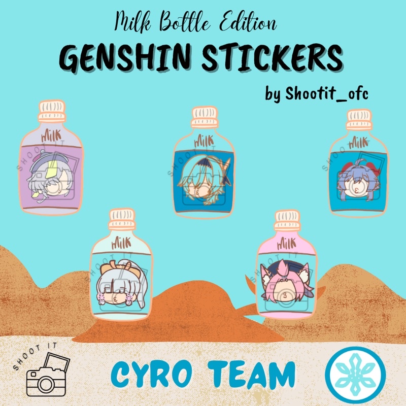 

Shoot It - Genshin Impact Stickers ( Stiker ) Cryo Team Qiqi Ayaka Eula Diona Ganyu Journaling