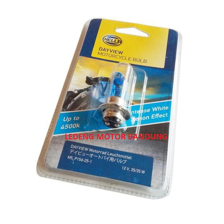 H6 Kaki-1 Hella DayView Kaca Biru Bulb M5 Bohlam Halogen Motor Bebek Matic