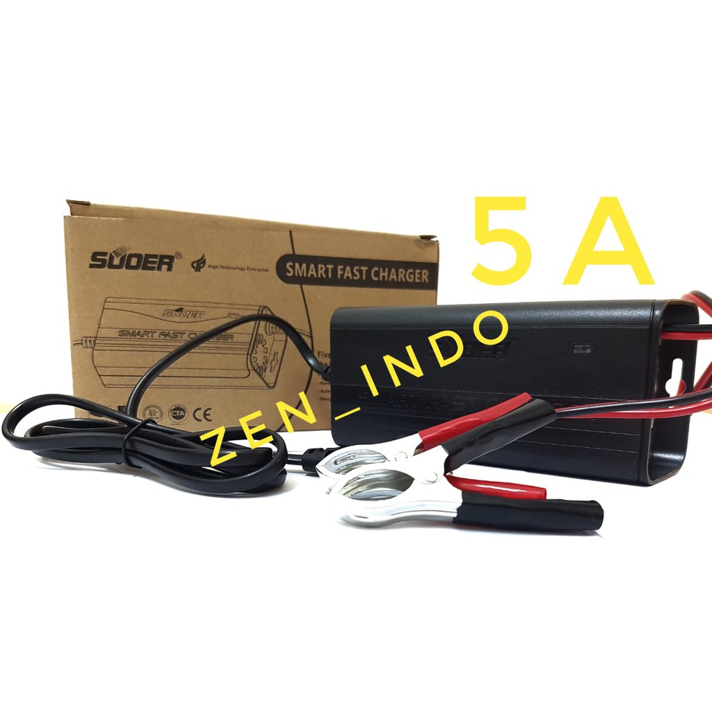 Charger Aki Otomatis Suoer 12V 5A Original / Cas Aki Suoer 12V 5A Original