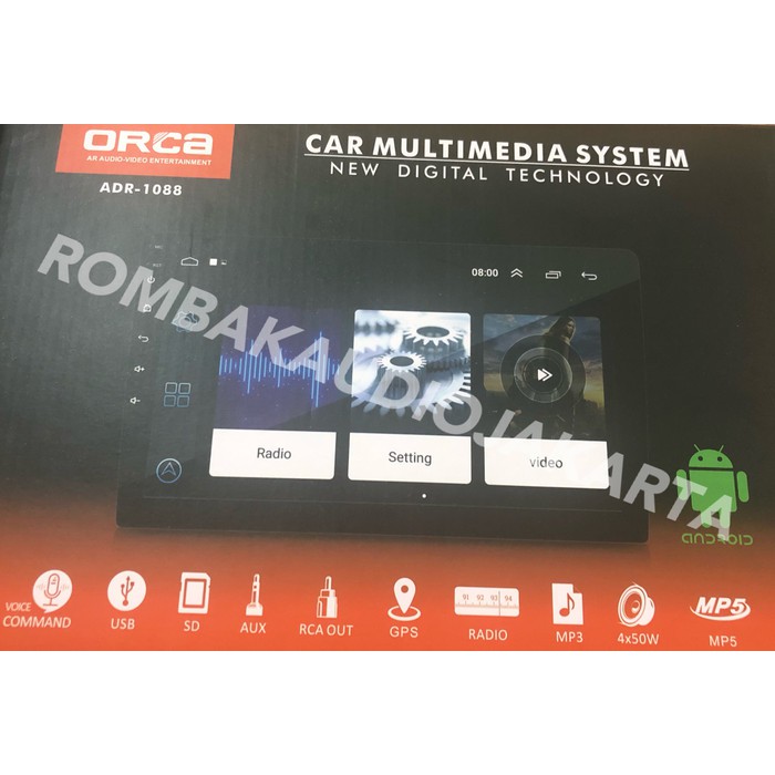 HEAD UNIT ANDROID ORCA 10in ADR-1088 /DOUBLE DIN ORCA ANDROID ADR-1088 Berkualitas