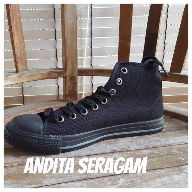 Sepatu Dallas Campus HC (tinggi) Allblack Sepatu Sekolah /Pramuka