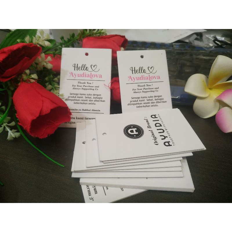 

Hang Tag Baju (FREE DESIGN) - Label Baju - Cetak Hang tag Baju Lebaran - Label Merek - Merek Baju TEBAL 800gr isi 300pcs bolak balik
