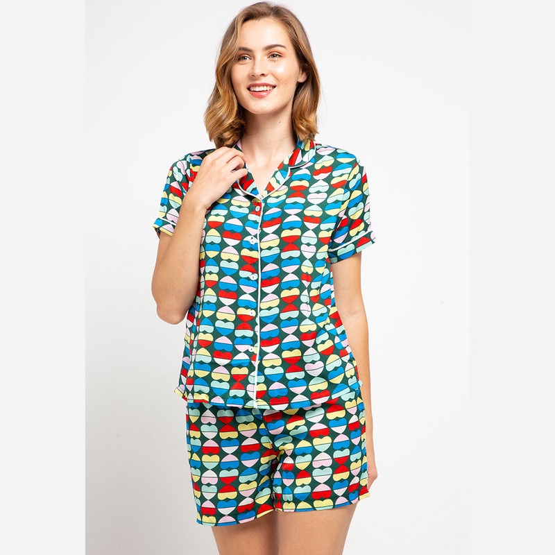 Anne Wintours Pyjama Set Satin Short Sleeve Short Pants Sleepwear Wanita