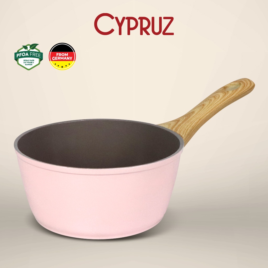 Cypruz Pink Ceramic Sauce Pan / Panci Susu Anti Lengket