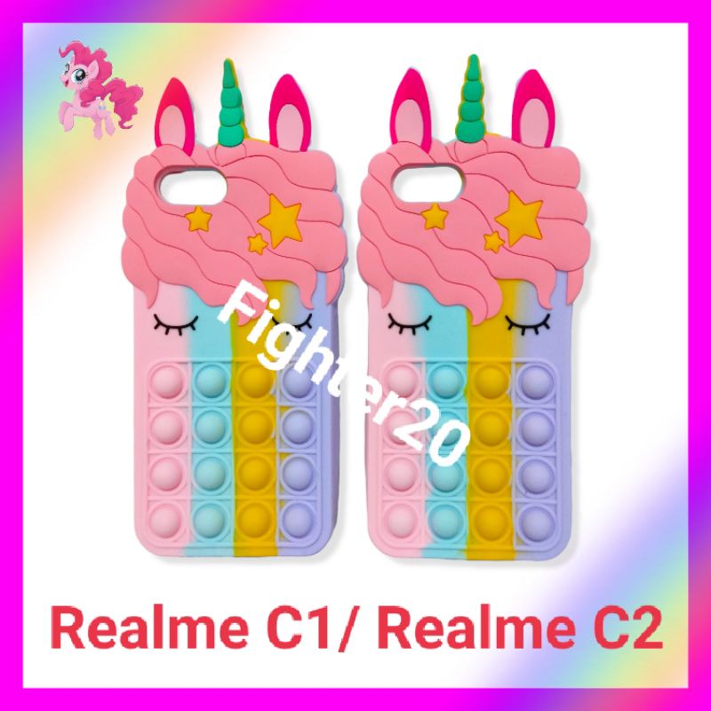 Case Realme C1 C2 Kesing Hp Pop It Kartun Unicorn Lembut Softcase Warna Warni Pilihan Kekinian