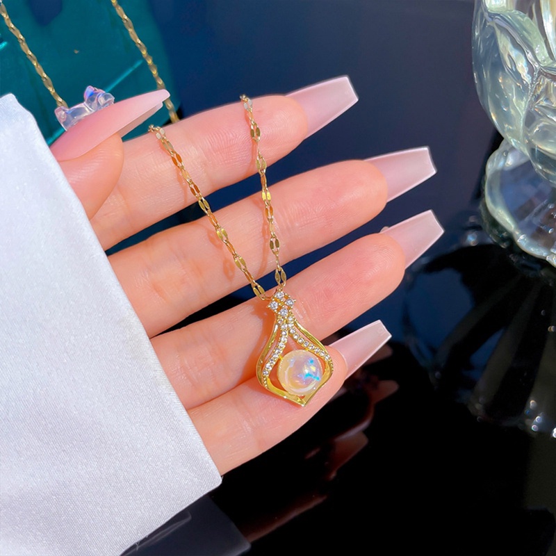 Fancyqube Kalung Liontin Mutiara Air Tawar Lapis Emas 14K Untuk Wanita