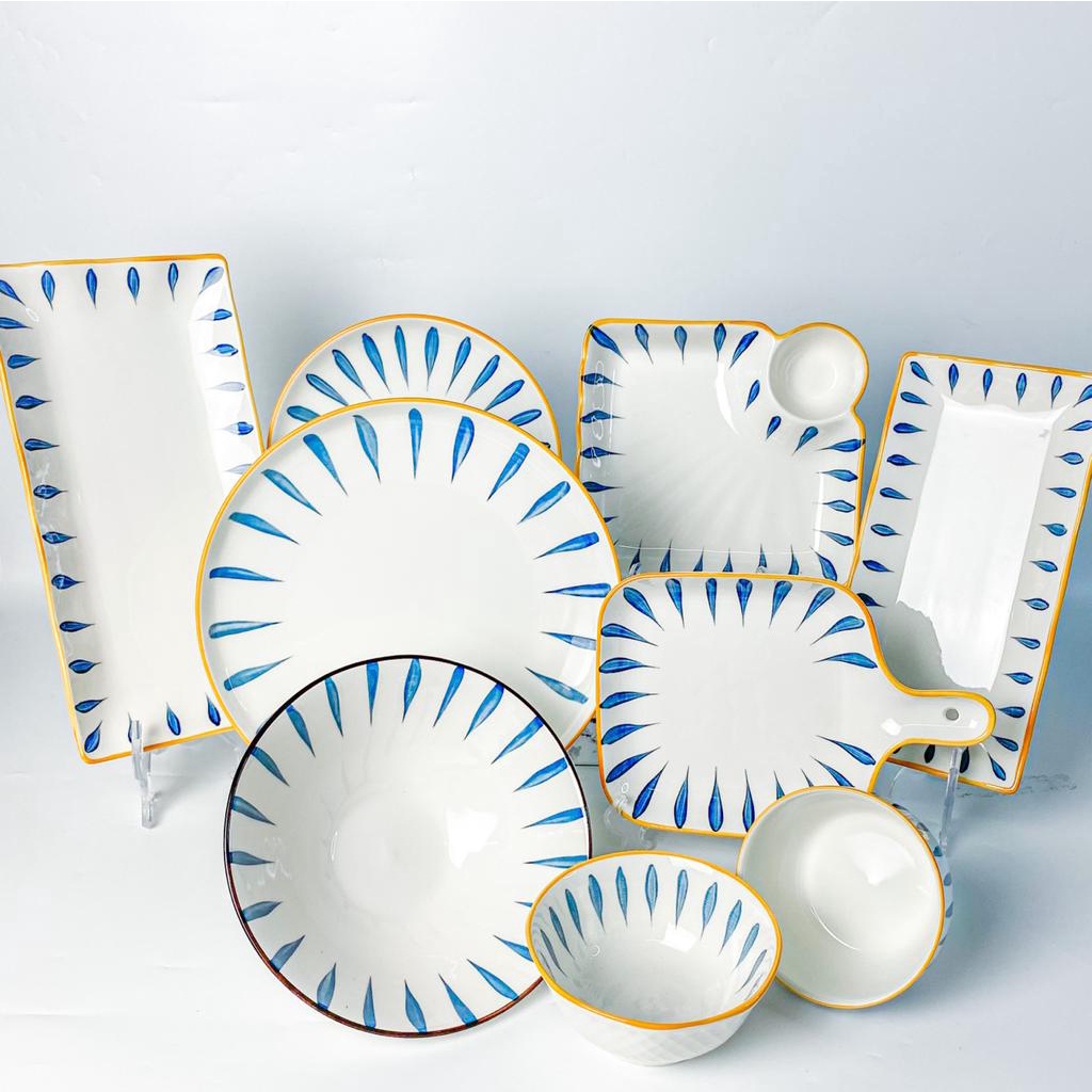 [Casa De Luxo] Kyoto Collection Piring Makan dan Piring Saji Mangkuk Keramik Bergaya Jepang Piring S