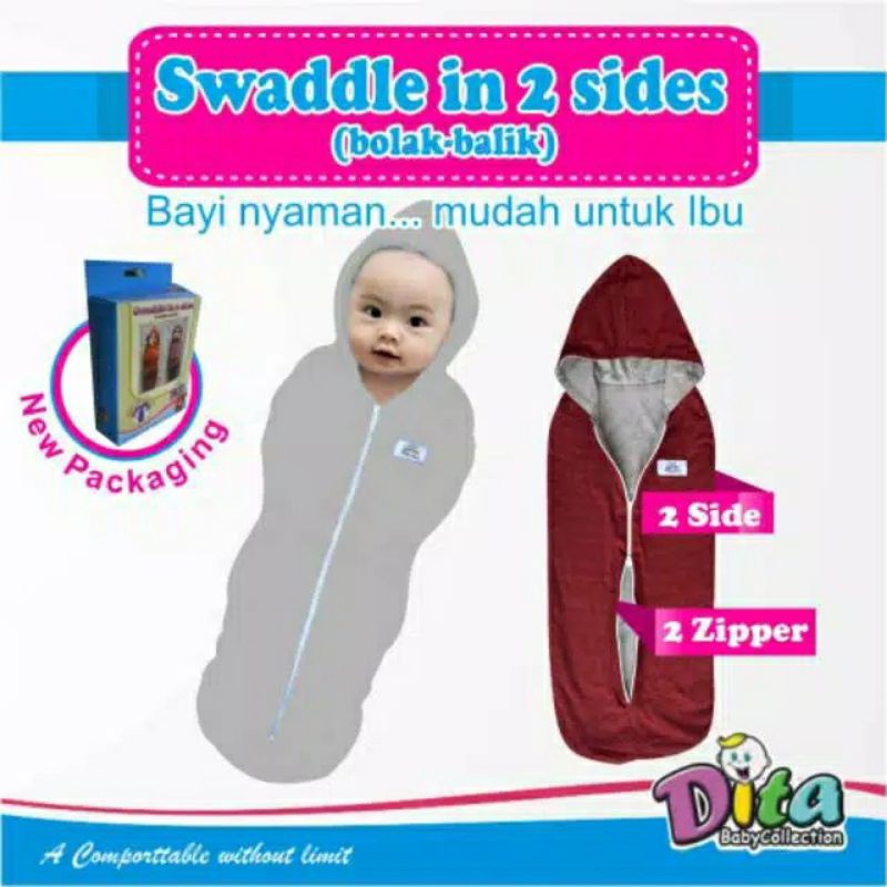 SNI Bedong instan Bolak Balik salur Swaddle in 2 sides Murah bedong instan Dita MOONS care