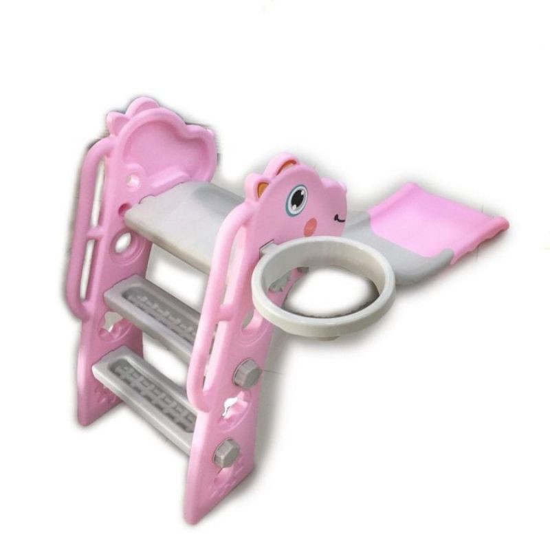 mainan anak outdoor kisubo slide perosotan dino warna pink