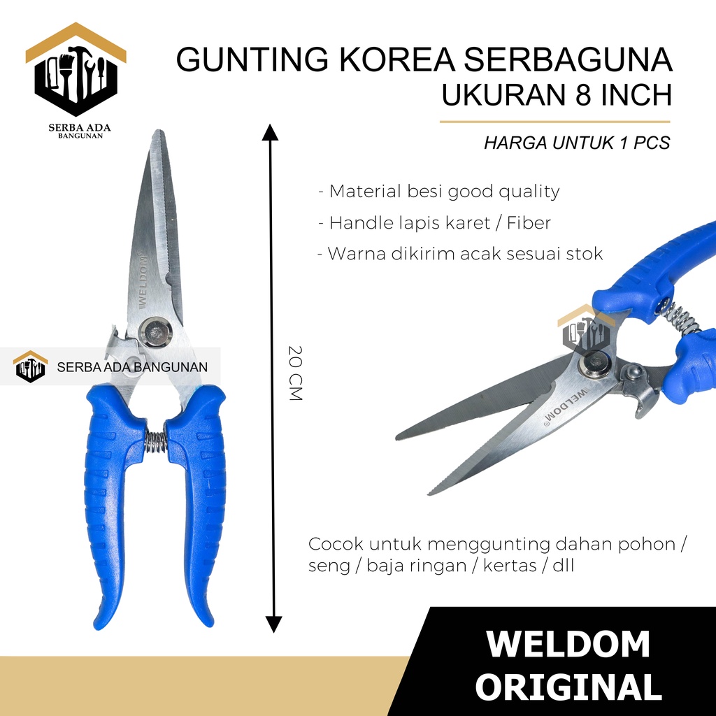 Gunting Korea Serbaguna - Gunting Dahan - Seng Baja Ringan