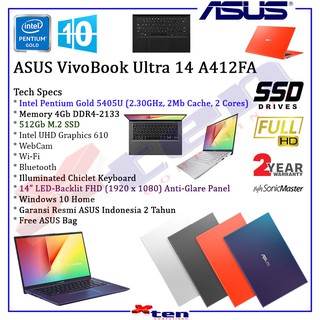 Jual ASUS VivoBook Ultra 14 A412FA - Intel Pentium Gold 5405U 4Gb 512Gb