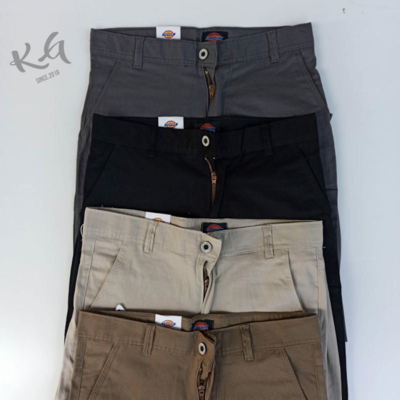 Celana Chino Dickies Pria Panjang Abu Hitam Moca Crem Premium