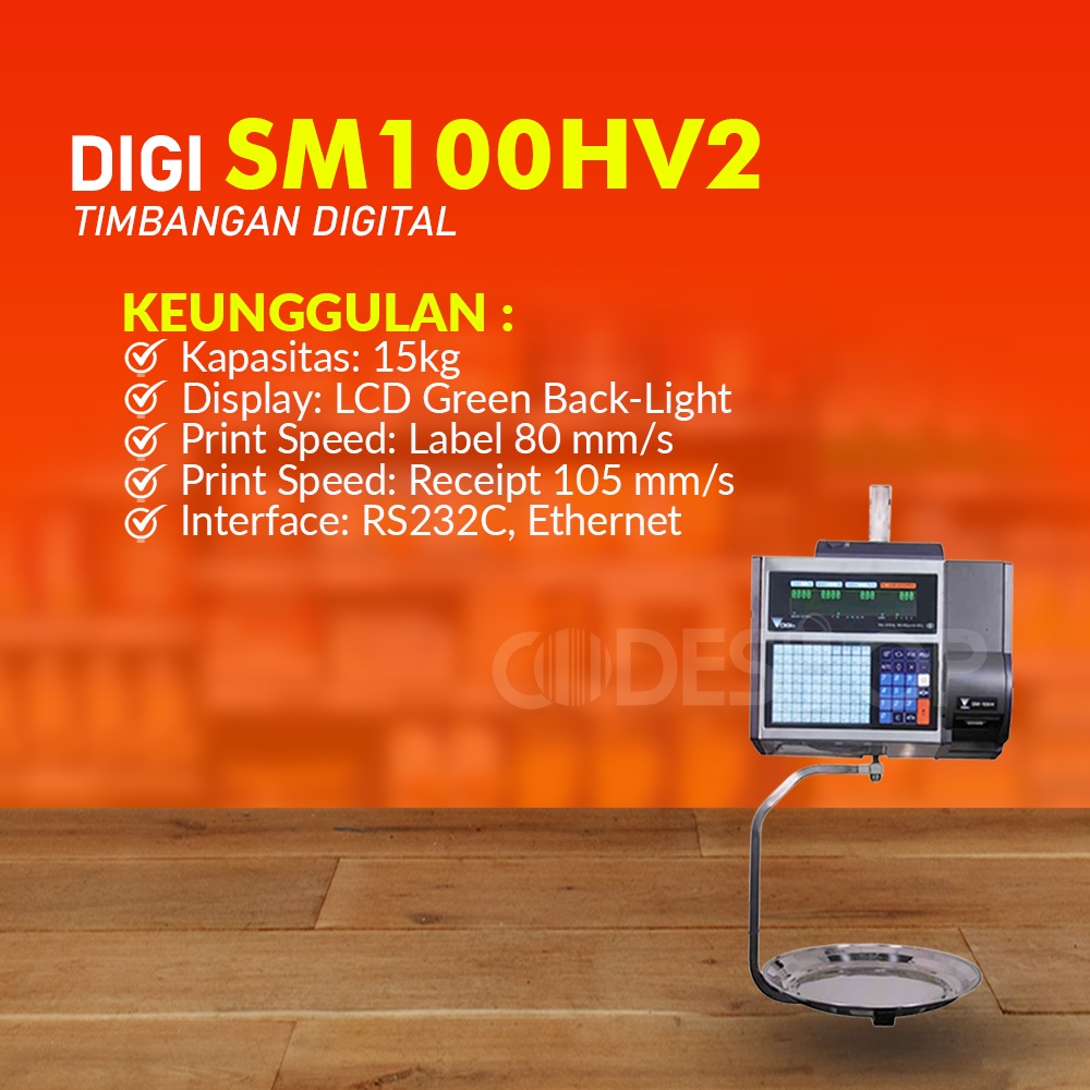 Timbangan Digital DIGI SM 100 HV 2 Plus Cetak Label Harga dan Berat Produk