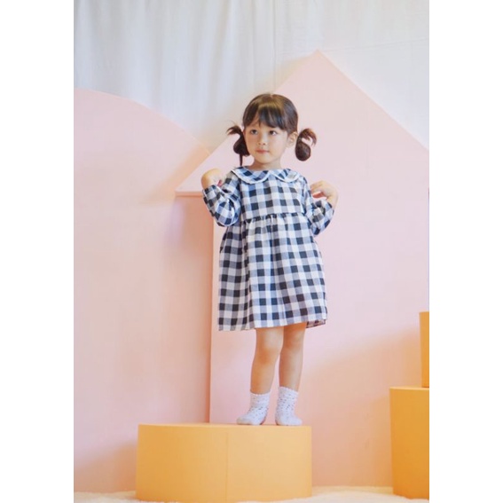GINGHAM TUNIC DRESS ANAK BAYI BAJU ANAK PEREMPUAN TUNIC BAYI GAMIS ANAK BONNIE DRESS BUTTERNUT-2