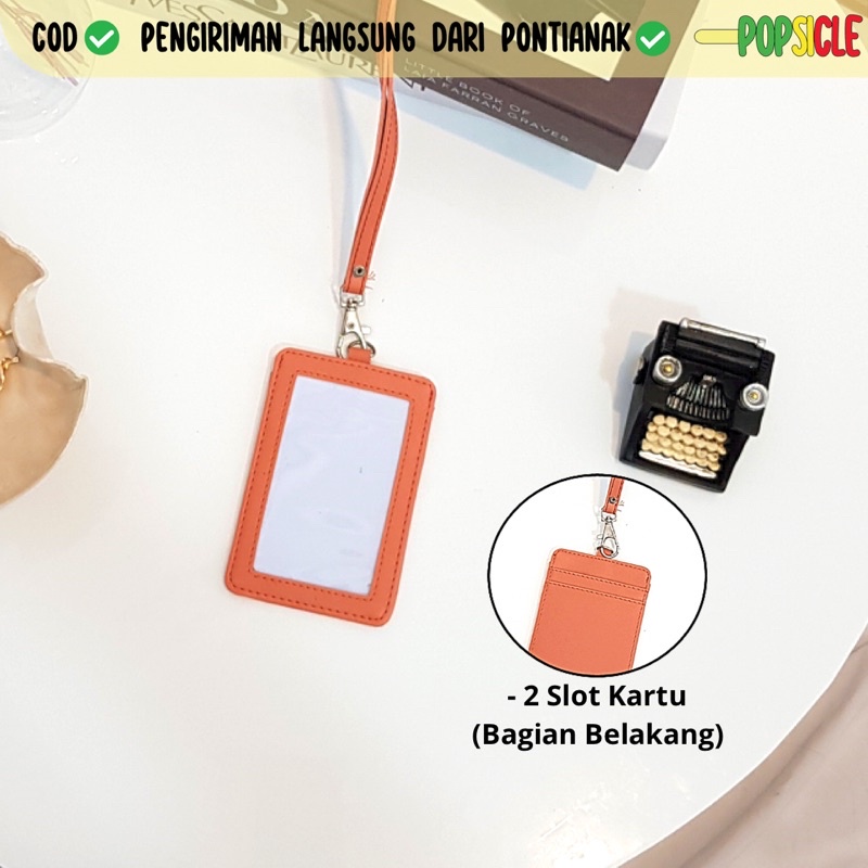 

Lanyard Termurah Flashee Berkualitas Peach PU Leather Lanyard NameTag ID Card Holder Name Tag ID Card Holder Kulit