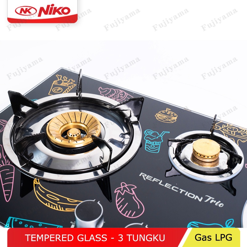 （Kompor Tanam）Murah Kompor Gas Kaca 3 Tungku - NIKO Reflection TRIO&amp;TRIO PRO