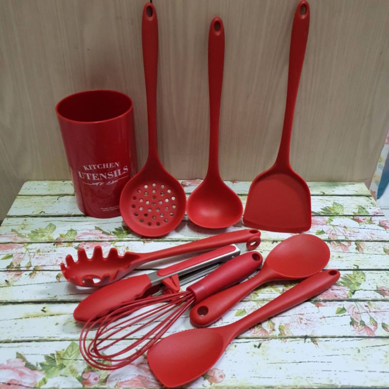 9 pc spatula set masak cooking silicon tahan panas PREMIUM lentur