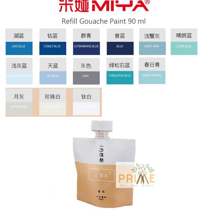 

[KODE PRODUK PCQR95297] Miya gouache original paint refill 90ml (blue,grey,white series)